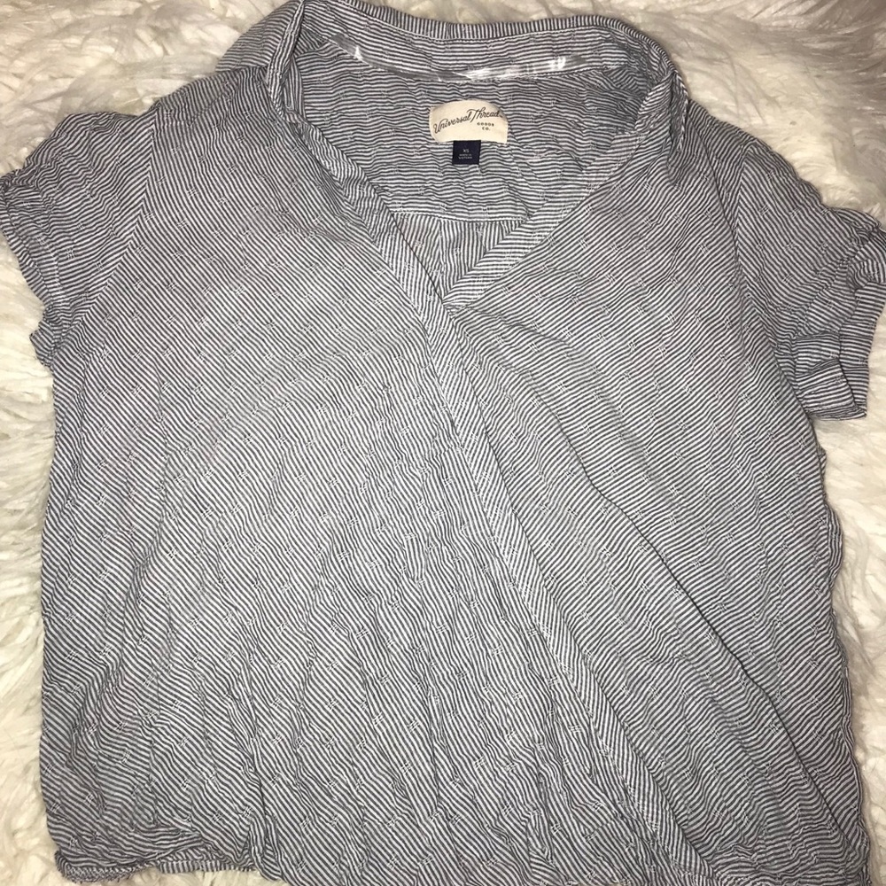 Navy blue striped blouse